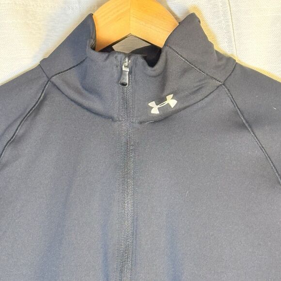 Under Armour Athletic Jacket Womens Large Black Zip Up Yoga Running Long Sleeve - Picture 2 of 5
